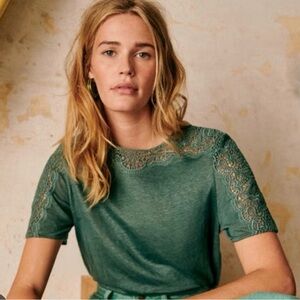 Sezane Lorena T-shirt Sauge - Size S